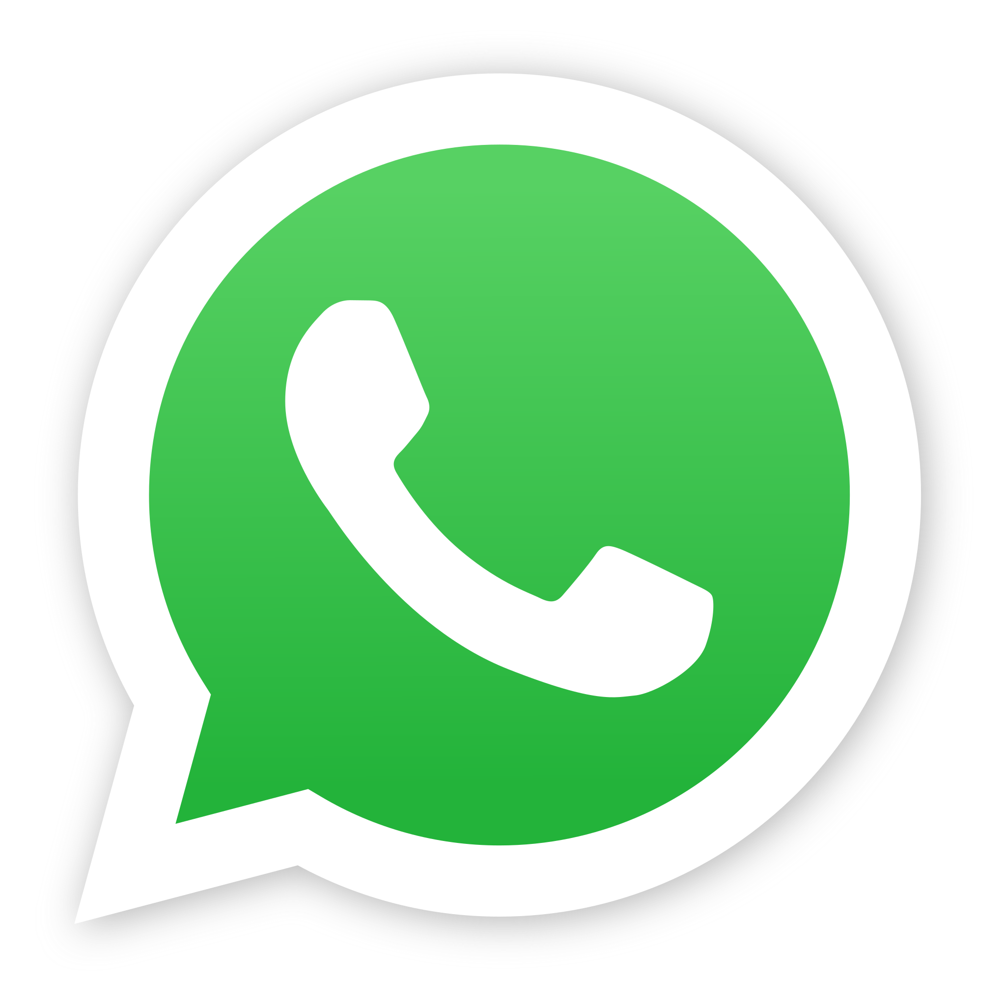 Icono de WhatsApp color blanco con fondo oscuro