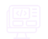 Ícono que representa el diseño de una página web al mostrar una pantalla con un código de programación